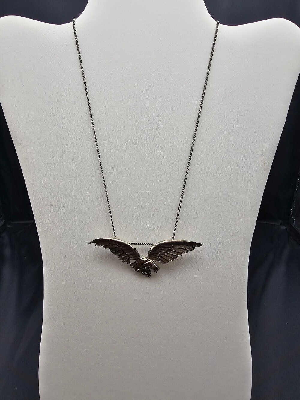 Silver Tone Eagle Pendant Necklace with Chain